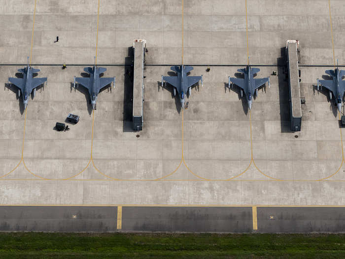 Maintainers prepare F-16 Fighting Falcons for training flights at Kunsan Air Base, South Korea. The Airmen are assigned to the 8th Fighter Wing. (U.S. Air Force photo/Armando A. Schwier-Morales)