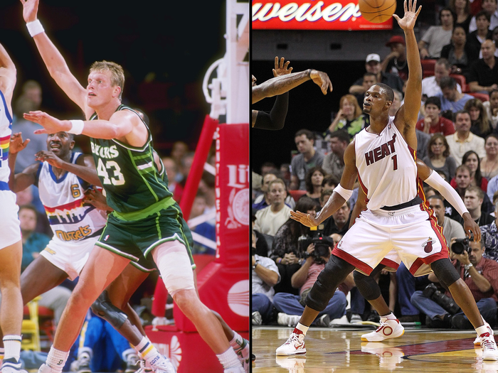 #9 Jack Sikma (Milwaukee Bucks) and Chris Bosh (Miami Heat)