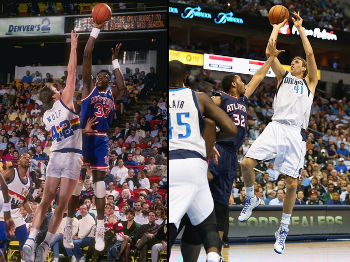 #2 Patrick Ewing (New York Knicks) and Dirk Nowitzki (Dallas Mavericks)