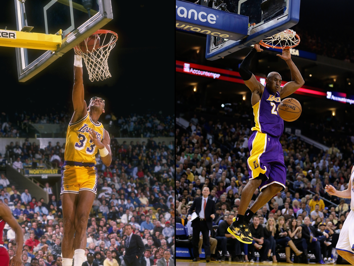 #1 Kareem Abdul-Jabbar (Los Angeles Lakers) and Kobe Bryant (Los Angeles Lakers)