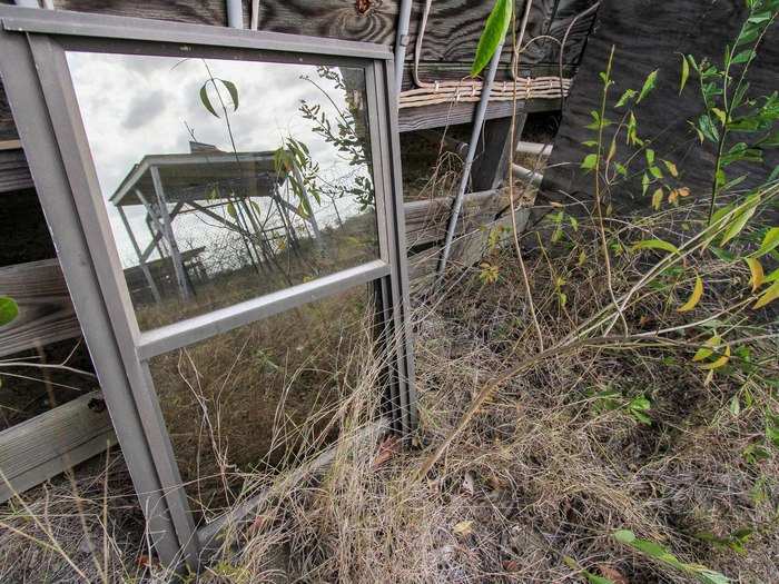 Outside the main building, we caught this perfect reflection in an old broken window.