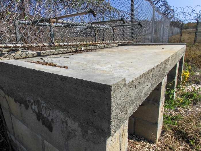 The showers and this concrete sink are the only running water here by the cells.