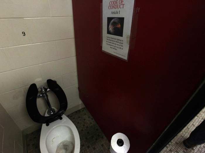 Posted up inside each stall is a bit of knowledge recruits need to know.