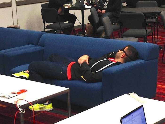 On the fourth day of the conference, people were passed out all over the place from sheer exhaustion. This blogger took a nap in the press room in the middle of the day.