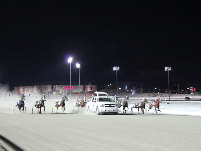 Here are the horses lining up to start the second race from the Winner