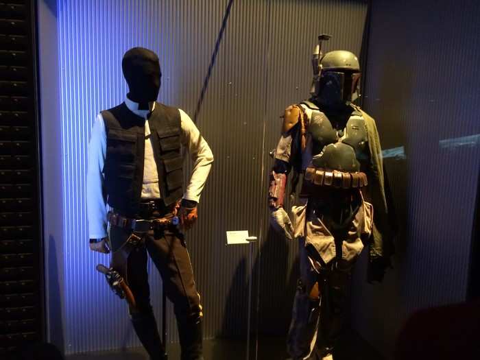 The original costumes for Han Solo and Boba Fett.