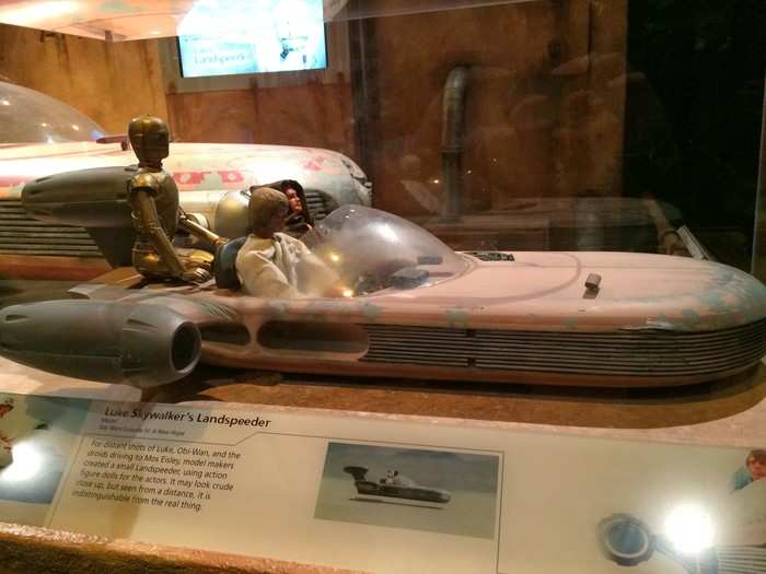 The landspeeder model used for scenes where Luke and Obi-Wan are shown zooming by from afar.