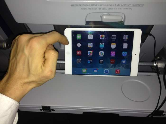 The tray happens to be the perfect size for holding up an iPad Mini.