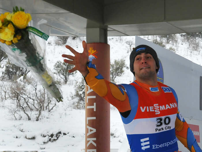 Chris Mazdzer (luge) works at the Whiteface Lodge, a winter resort in Lake Placid.