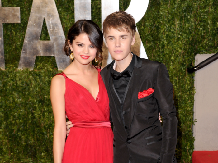 2011: Bieber and and girlfriend Selena Gomez go public with their romance at the Vanity Fair Oscar after-party.