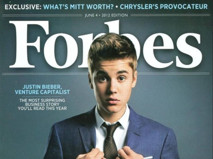 2011: Bieber was ranked No. 2 on the Forbes list of Best-Paid Celebrities under 30, having earned $53 million in a 12-month period.