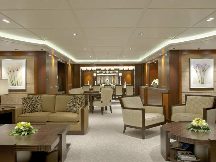 There are several lounges on board. This one leads to the formal dining room.