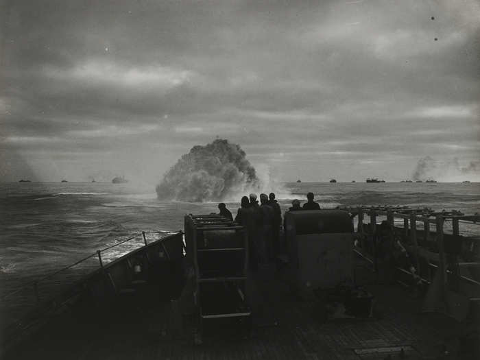 USCG Cutter Spencer sinks a Nazi submarine in 1943.