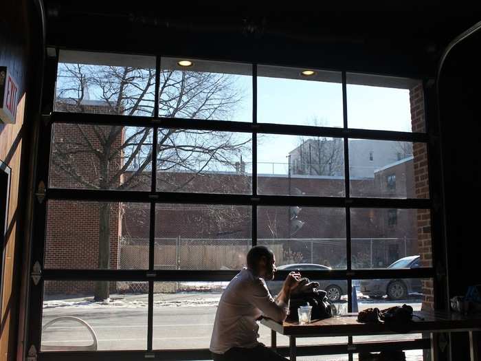 It was relatively sunny for January, and the huge window made for a pleasant place to sit.