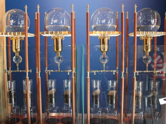 These funky-looking machines are actually slow cold-drip coffee makers from a Japanese company called Oji. They