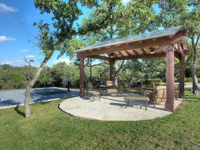 Next to the basketball court is a pavilion-style patio with comfortable shading if you like to watch instead of play.