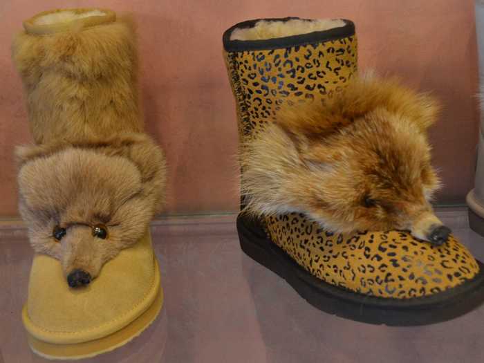 We also noticed several stores carrying these amazing, fox-head boots, which one shop clerk told us reflected a regional taste in style. No, the fur isn