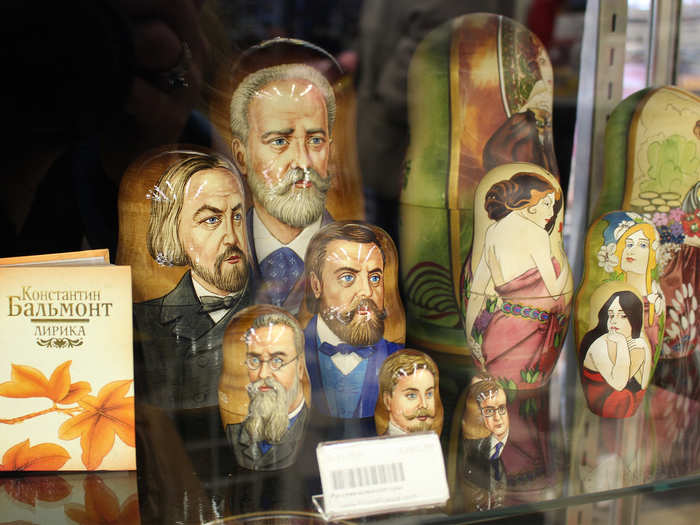 We also spotted many matryoshka nesting dolls. This hand-painted set depicted famous Russian composers, the largest of whom is Mikhail Glinka, the father of Russian classical music.