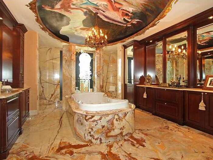 Enjoy a restroom in the style of the Old Masters.