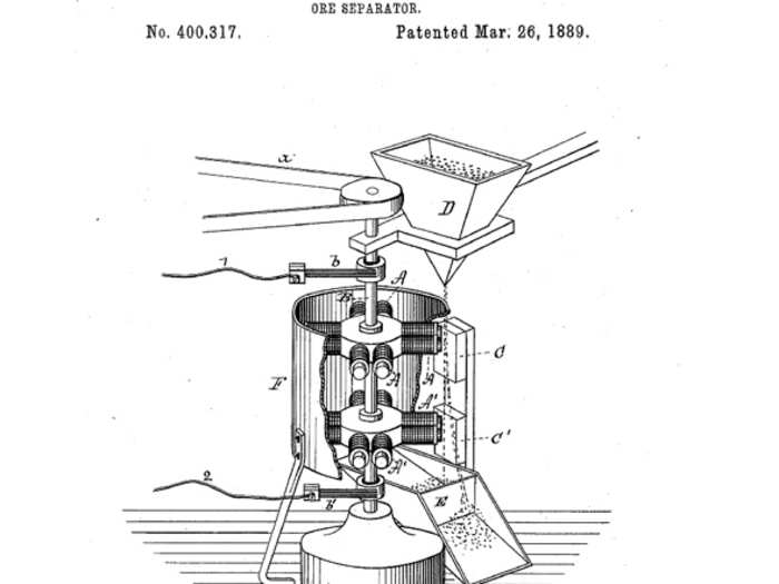 ORE SEPARATOR: Edison designed a device that separated magnetic and non-magnetic materials. He later developed a more important milling technique which he unfortunately had to abandon because of the expenses.