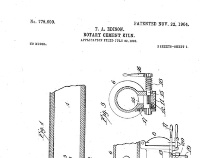 CEMENT: While cement already existed, Edison improved the manufacture, notably using the rotary kiln. His developments as well as his company, Edison Portland Cement, made the product commercially available.