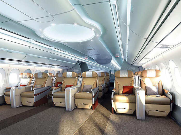 In business class, each row will have six or seven seats.