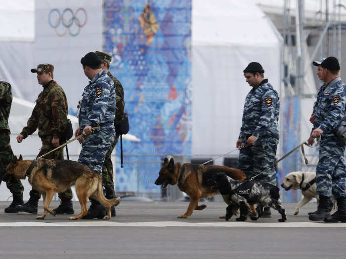 Upwards of 50,000 police and soldiers have been deployed to patrol the city and man the numerous checkpoints around the Olympic buildings.