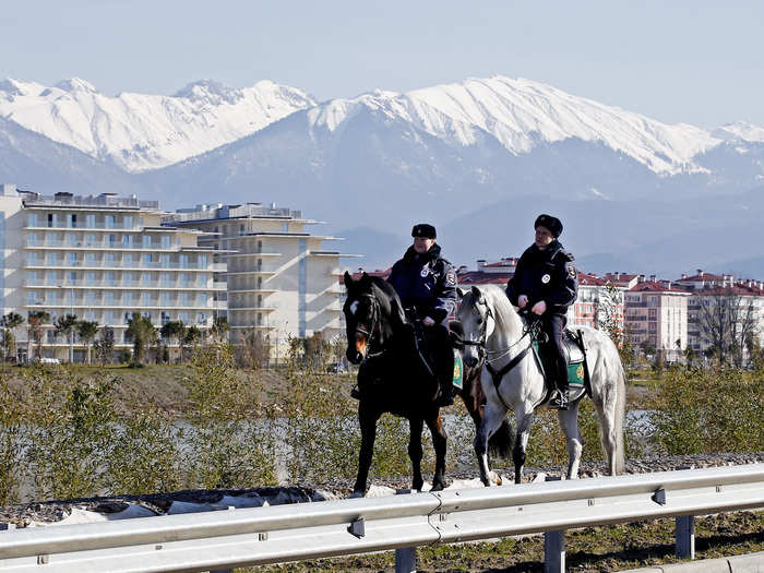 Mounted patrols have also taken to the streets of Sochi, adding another visible element of security.