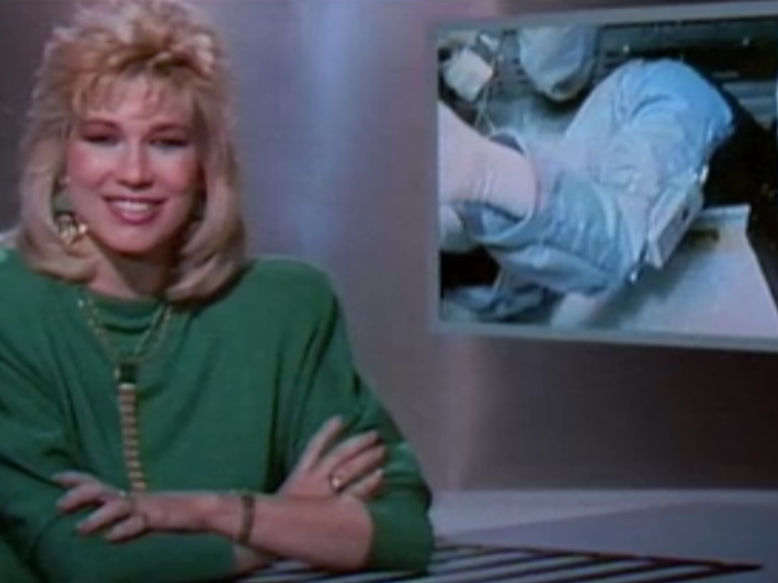 THEN: Leeza Gibbons played anchorwoman Jesse Perkins.