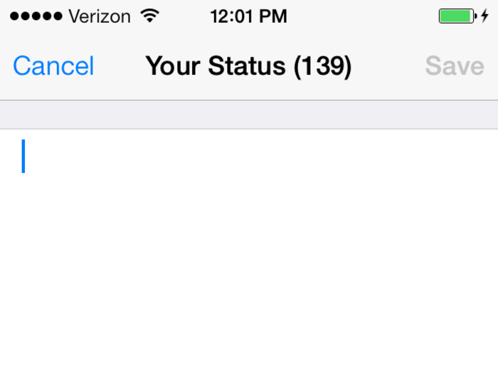 Statuses have a limit of 139 characters.
