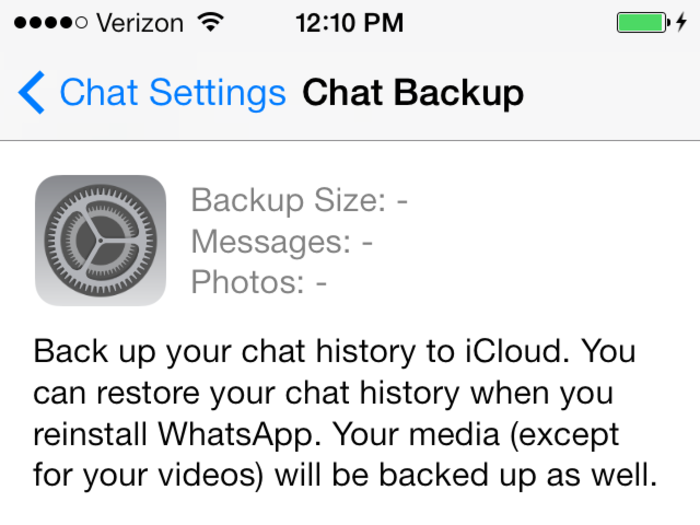 Use the backup option to save every chat you have with anyone.