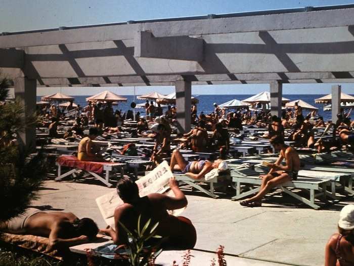 Deck chairs were set up for catching some rays.