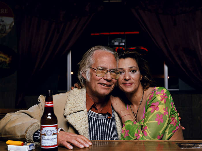 Some customers were okay with being photographed. Here, Brett sits with his lady-for-the-night, Dimon, at the Stardust Ranch in Ely.