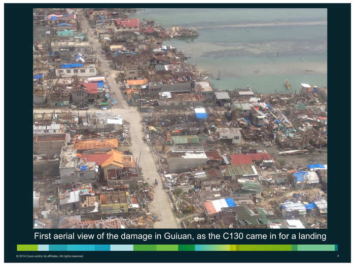 This is the scene of devastation they saw arriving in the Philippines.