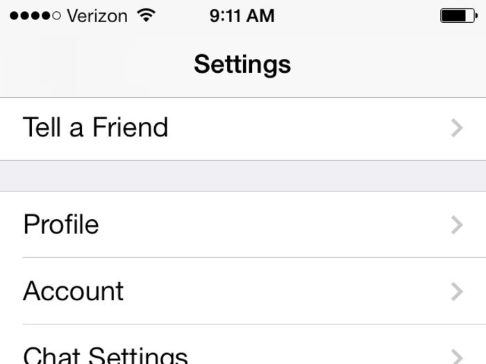 Finally, go to settings. This part of the app has two important features: Chat Settings and System Status