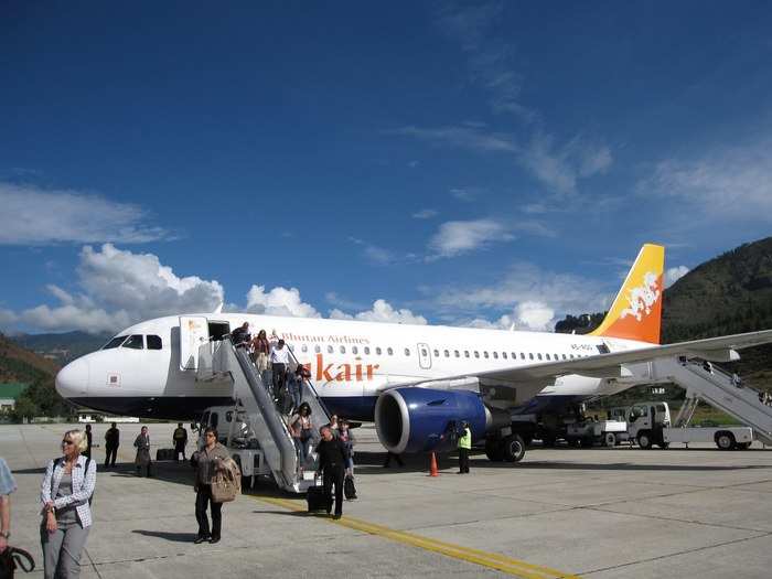 Many of the passengers who fly into Paro are tourists.