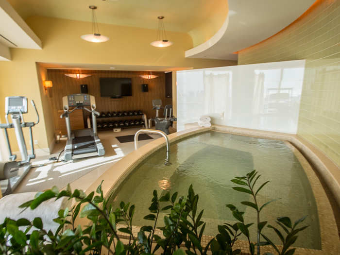 To top off the suite is a workout room, complete with hot tub to unwind in.