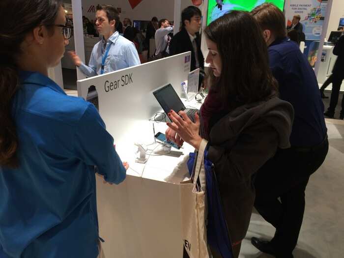 A view from inside one of the many Samsung booths.