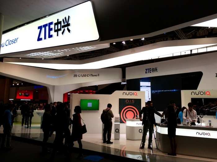 The ZTE booth was big. ZTE is a Chinese smartphone maker that