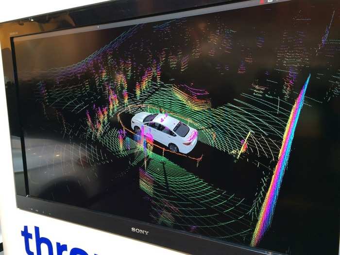 Down from ZTE, Ford had a display. This is is what cars with sensors see when scanning the road.