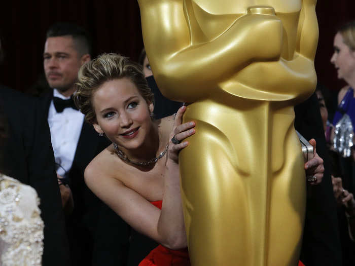 While others were gathering on the red carpet, Jennifer Lawrence was goofing around ...