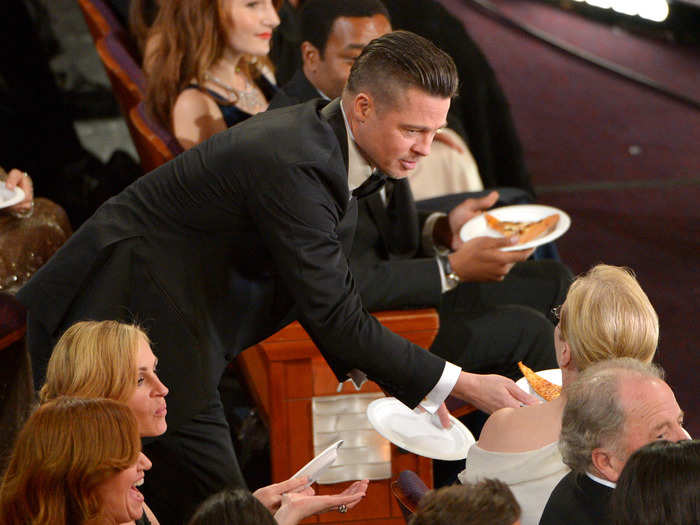 We did enjoy seeing Brad Pitt handing out pizza to everyone from Chiwetel Ejiofor to Meryl Streep, though.