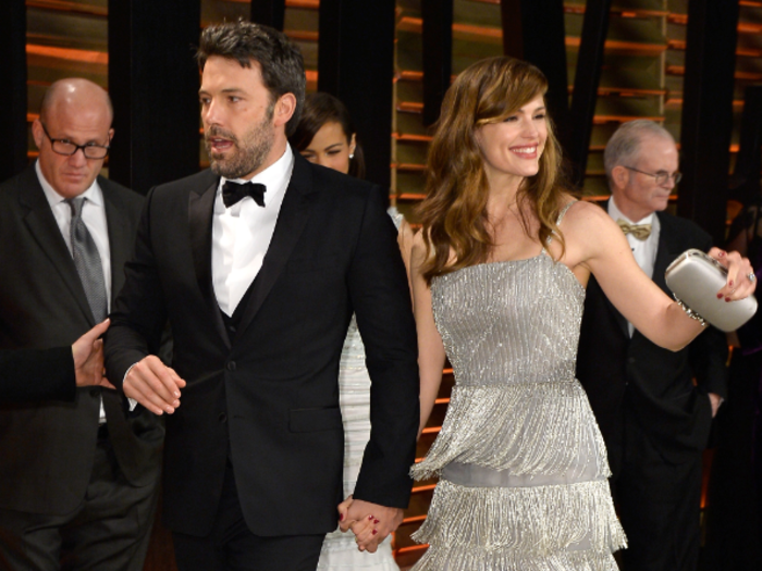 Ben Affleck sashayed into the party with wife Jennifer Garner, who was in a fringe Oscar de la Renta gown.