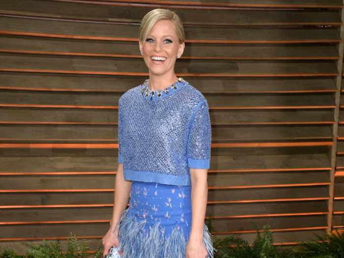 Elizabeth Banks went with a more fun shirt and skirt combo by Jenny Packham.