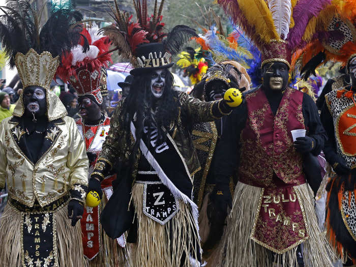 The Krewe of Zulu kicked off Fat Tuesday, ready with painted coconuts to give parade-goers in New Orleans.