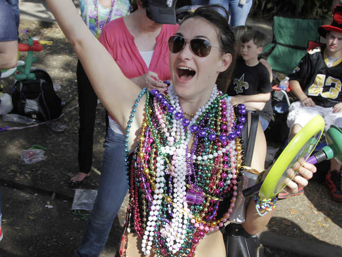 During the last full weekend of Mardi Gras before Fat Tuesday, revelers were especially excited for beads.