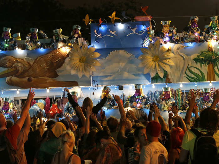 The super-krewe was one of the biggest floats to roll down Napoleon Ave. over the weekend.