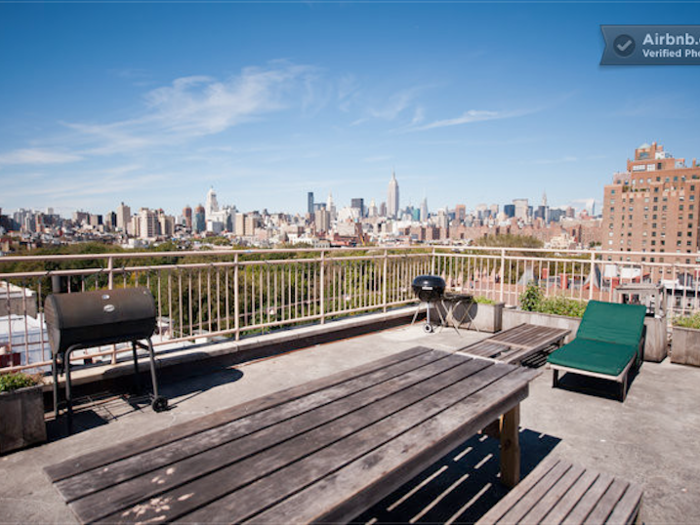 Get 360 views of Manhattan from the rooftop deck of this apartment.