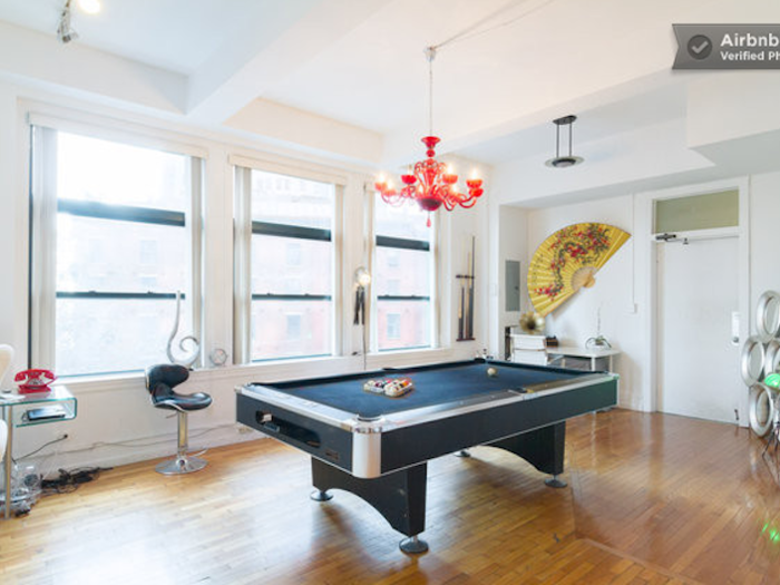 Practice your pool skills at this downtown loft.