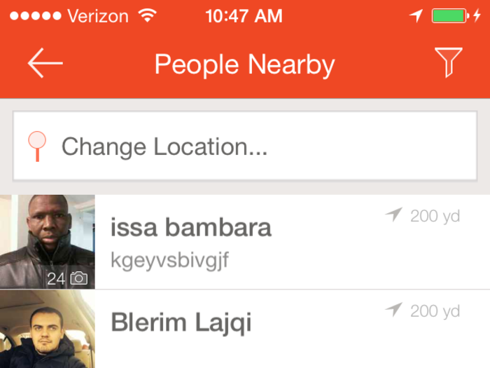 "People Nearby" will search for people in the surrounding area for you to talk with.